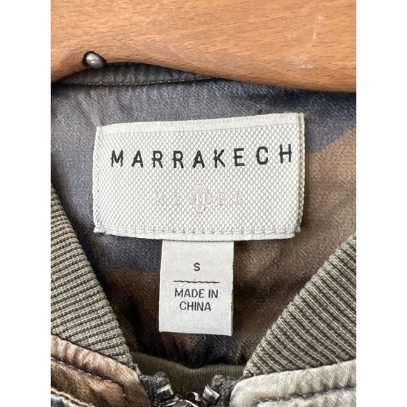Marrakech Full Zip Camo Bomber Jacket Womens S Long Sleeve Viscose Blend Green - Picture 3 of 9
